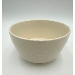 Vintage USA Soft Cream Ribbed Cereal Size Ceramic Bowl Cottagecore Farmhouse